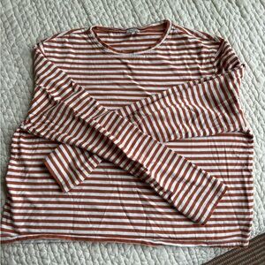 KULE Brown and White Striped Long Sleeve Tee